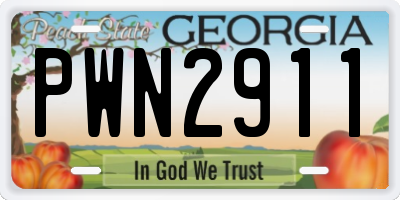 GA license plate PWN2911