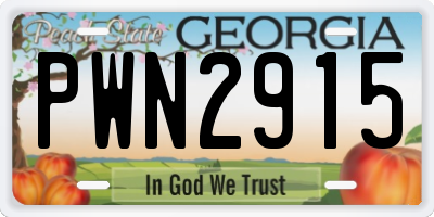 GA license plate PWN2915