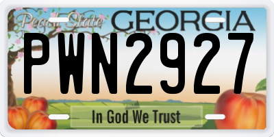 GA license plate PWN2927