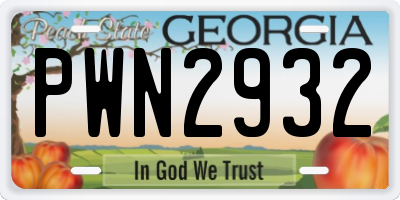 GA license plate PWN2932