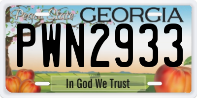 GA license plate PWN2933