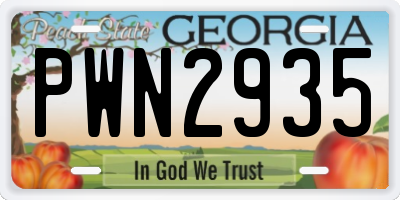 GA license plate PWN2935