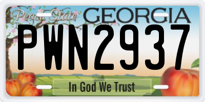 GA license plate PWN2937