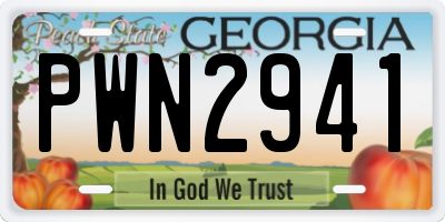 GA license plate PWN2941