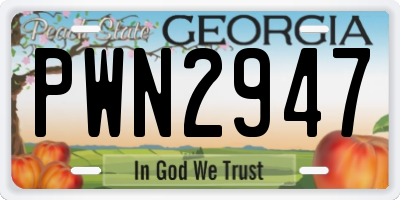 GA license plate PWN2947