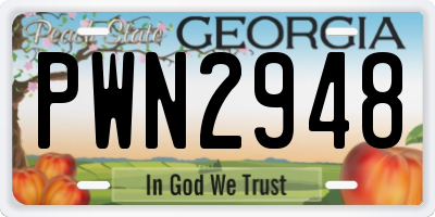 GA license plate PWN2948