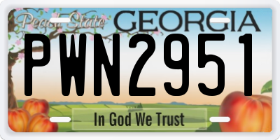 GA license plate PWN2951