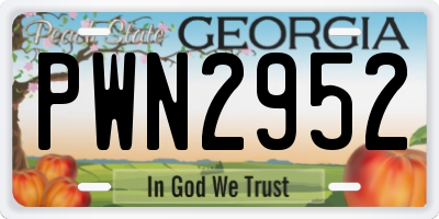 GA license plate PWN2952