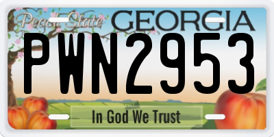 GA license plate PWN2953