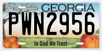 GA license plate PWN2956