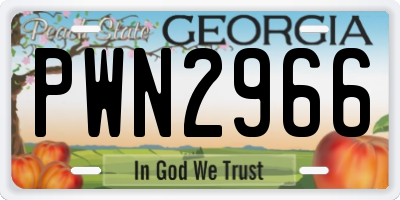 GA license plate PWN2966