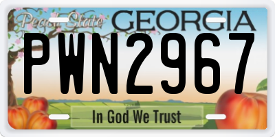 GA license plate PWN2967