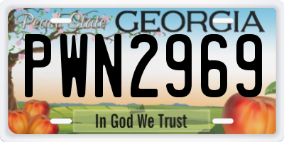 GA license plate PWN2969