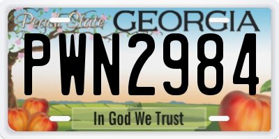 GA license plate PWN2984