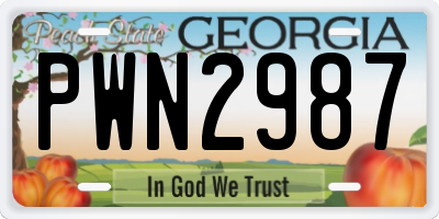 GA license plate PWN2987