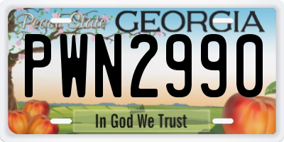 GA license plate PWN2990