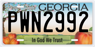 GA license plate PWN2992