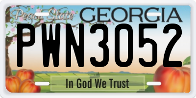 GA license plate PWN3052