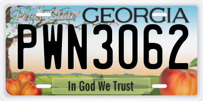 GA license plate PWN3062