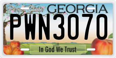GA license plate PWN3070