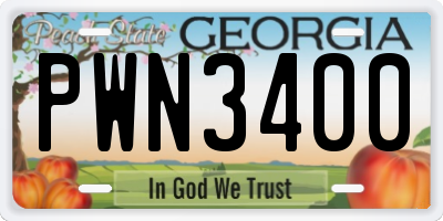 GA license plate PWN3400