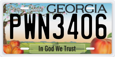 GA license plate PWN3406