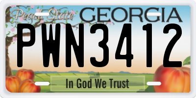 GA license plate PWN3412