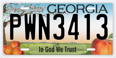 GA license plate PWN3413