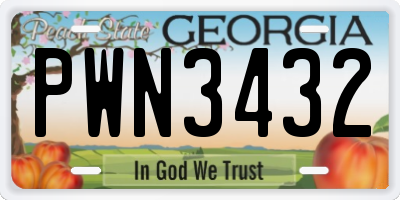 GA license plate PWN3432
