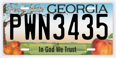 GA license plate PWN3435