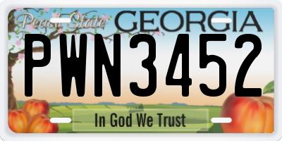 GA license plate PWN3452
