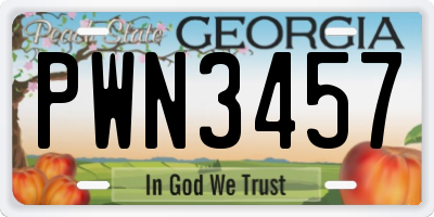 GA license plate PWN3457
