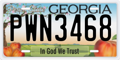GA license plate PWN3468
