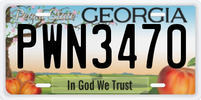 GA license plate PWN3470
