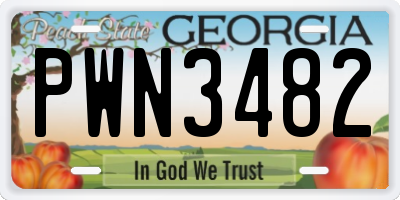 GA license plate PWN3482