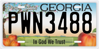GA license plate PWN3488