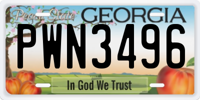 GA license plate PWN3496