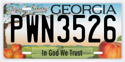 GA license plate PWN3526
