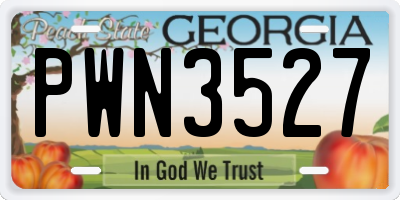 GA license plate PWN3527