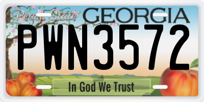 GA license plate PWN3572