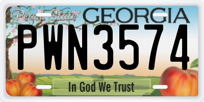 GA license plate PWN3574