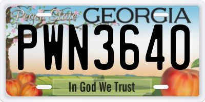 GA license plate PWN3640
