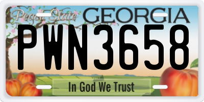 GA license plate PWN3658