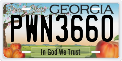 GA license plate PWN3660