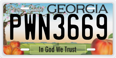 GA license plate PWN3669