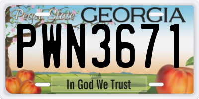 GA license plate PWN3671