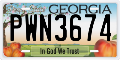 GA license plate PWN3674