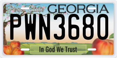 GA license plate PWN3680