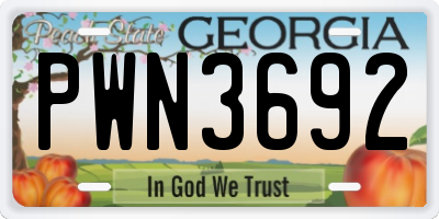 GA license plate PWN3692