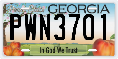 GA license plate PWN3701